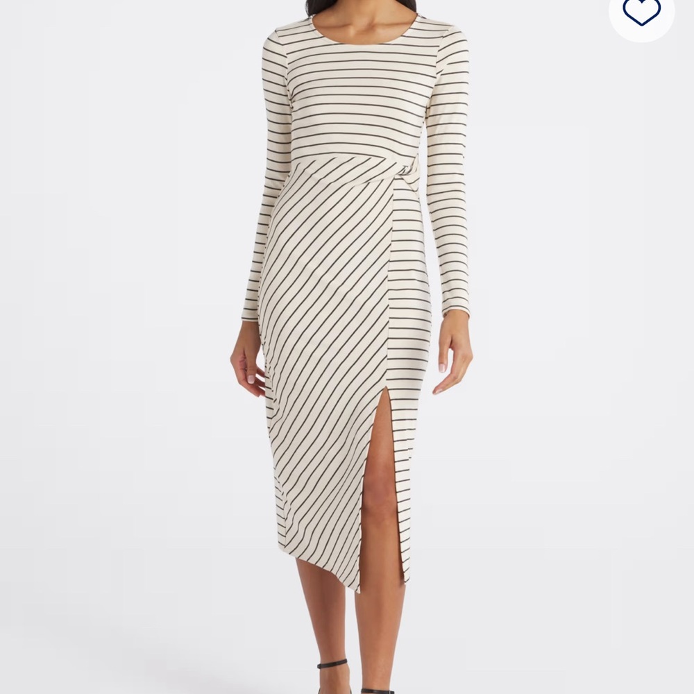 🤍 Kaileigh Filippa Twist Front Fitted Midi Dress – Size Small NWOT Never Worn